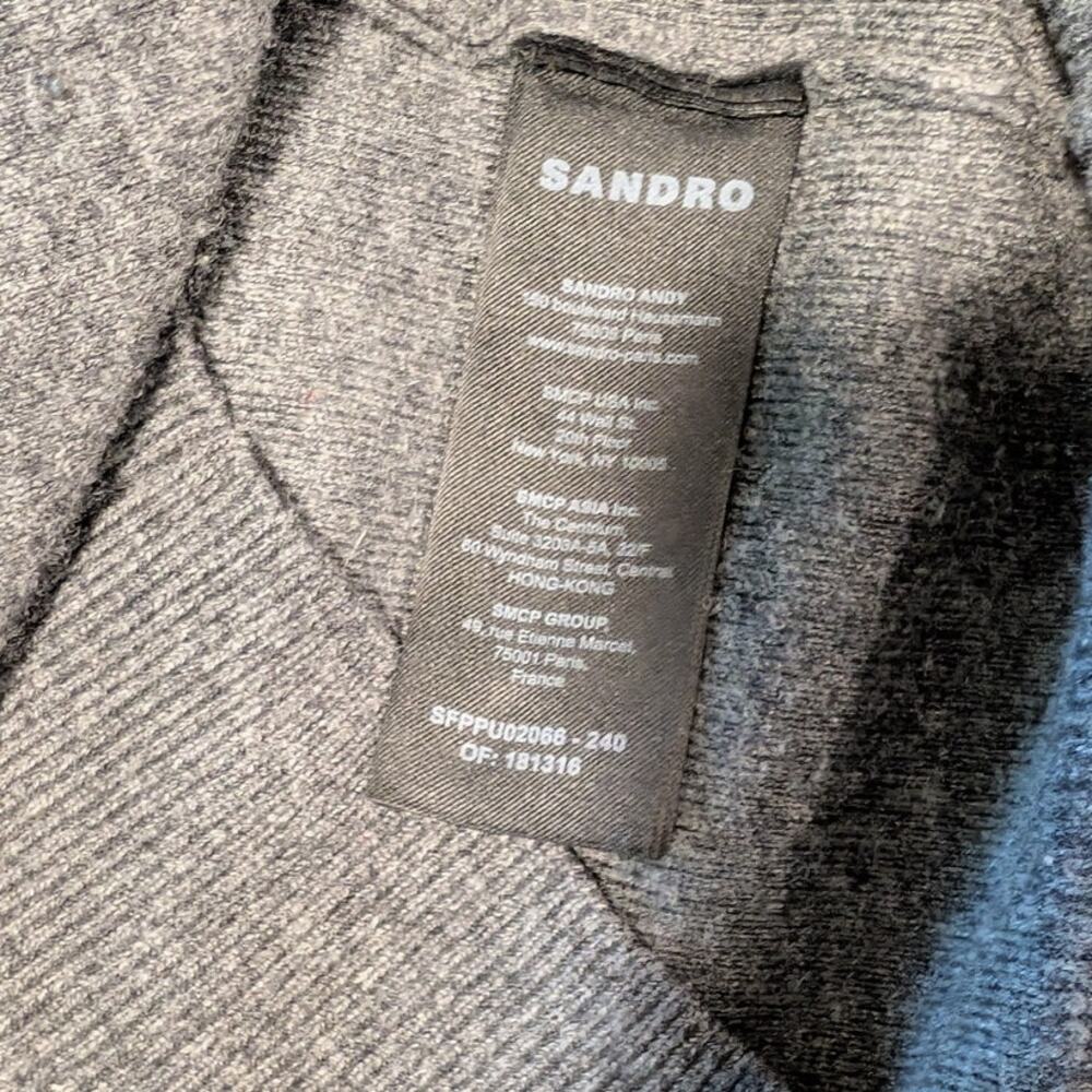 Sandro Osy Rhinestone Quarter Zip Sweater Womens Gray Wool/Cashmere Size 1 - Picture 8 of 10